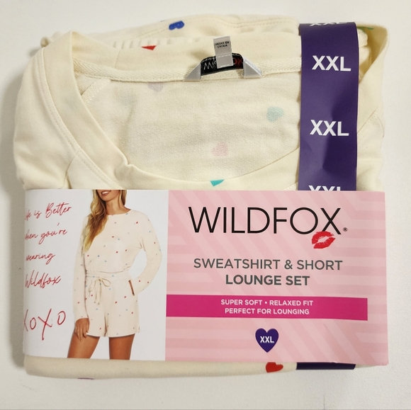 Wildfox Relaxed Fit Super Soft Sweatshirt And Short Lounge Pajama Set M L 2XL - Picture 7 of 16